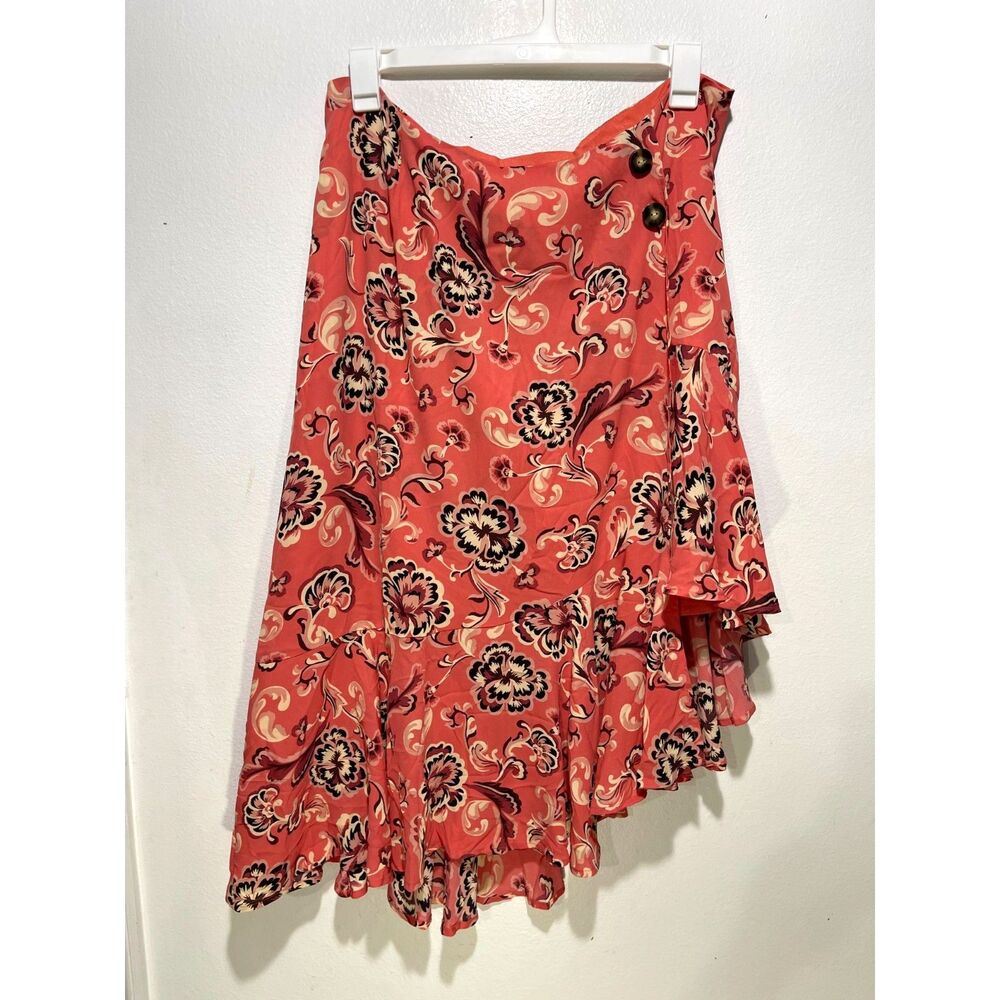 Who What Wear skirt Y2K flare asymmetric high & low hem orange fall women 16